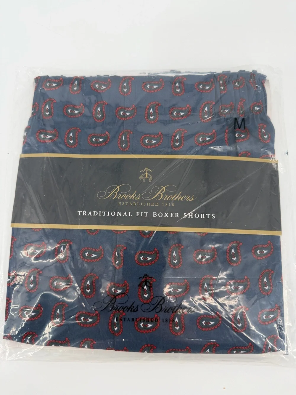 New Brooks Brothers Traditional Fit Boxer Shorts Blue Red Paisley Underwear Med